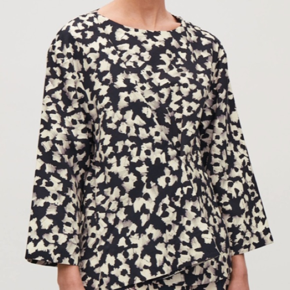 COS Pleated Abstract-print Blouse